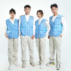 Áo Gile Phản Quang Vải Tất Màu Xanh Hoà Bình