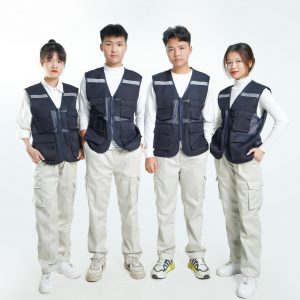 Áo Gile Phản Quang Vải Tất Màu Tím Than