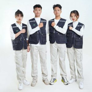 Áo Gile Phản Quang 6 Túi Màu Tím Than
