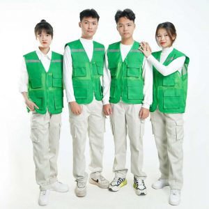 Áo Gile Phản Quang Vải Tất Màu Xanh Lá