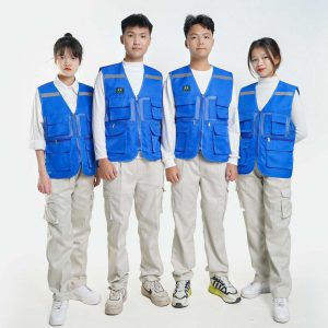 Áo Gile Phản Quang 6 Túi Màu Xanh Dương