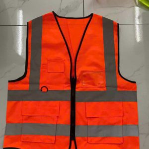 Áo Gile Phản Quang Dệt Kim Màu Cam