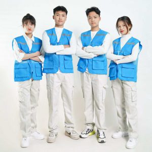 Áo Gile Phản Quang Vải Tất Màu Xanh Tam Đảo