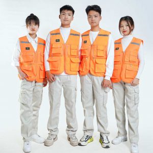 Áo Gile Phản Quang 6 Túi Màu Cam
