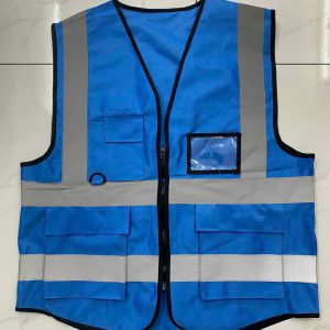 Áo Gile Phản Quang Dệt Kim Màu Xanh Dương